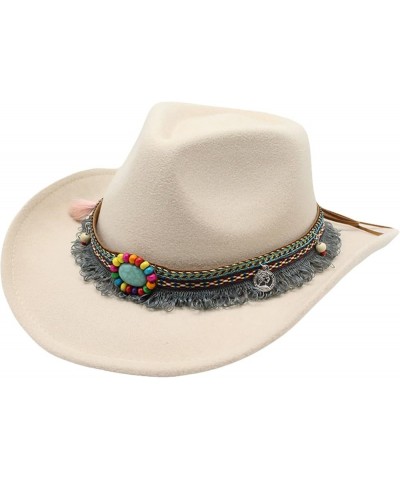 Classic Western Cowboy Hat with Ethnic Tassels Belt Decor Ladies Cowgirl Hat Casual Jazz Cap for Vacation Travel Gray $13.73 ...