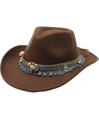 Classic Western Cowboy Hat with Ethnic Tassels Belt Decor Ladies Cowgirl Hat Casual Jazz Cap for Vacation Travel Gray $13.73 ...