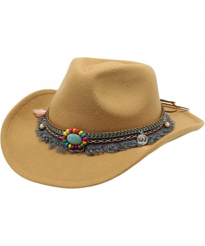 Classic Western Cowboy Hat with Ethnic Tassels Belt Decor Ladies Cowgirl Hat Casual Jazz Cap for Vacation Travel Gray $13.73 ...