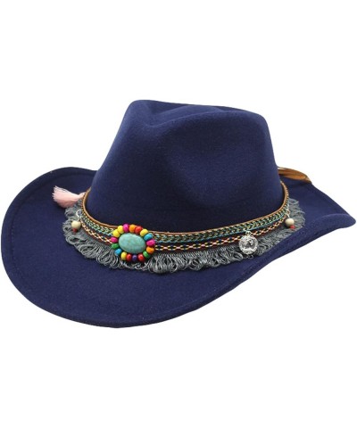 Classic Western Cowboy Hat with Ethnic Tassels Belt Decor Ladies Cowgirl Hat Casual Jazz Cap for Vacation Travel Gray $13.73 ...