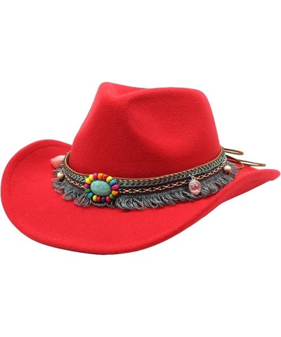 Classic Western Cowboy Hat with Ethnic Tassels Belt Decor Ladies Cowgirl Hat Casual Jazz Cap for Vacation Travel Gray $13.73 ...