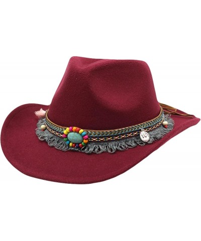 Classic Western Cowboy Hat with Ethnic Tassels Belt Decor Ladies Cowgirl Hat Casual Jazz Cap for Vacation Travel Gray $13.73 ...