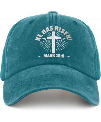 He Has Risen Trucker Hat Woman Hat Pigment Black Trucker Hats Women Gifts for Dad Hiking Caps Cyan Blue $11.39 Cowboy Hats