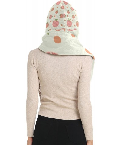 Women Winter Warm Hoodie Hat Scarf Gloves Pocket Warm Hat Cute Peach and Orange Dot Long Scarf Wraps(226cr6a) $15.40 Scarves