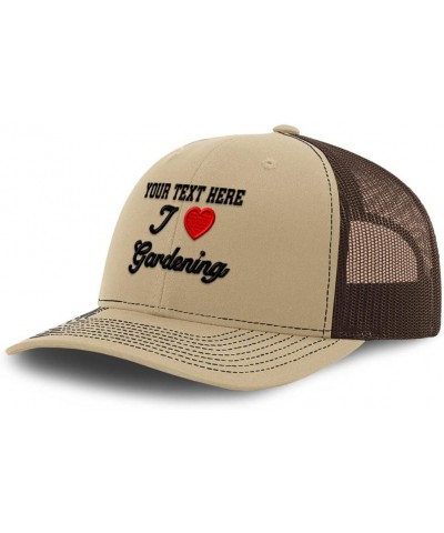 Custom Richardson Trucker Hat I (Love) Gardening Red Heart Hobbies Lovers Khaki Coffee Personalized Text Here $14.79 Baseball...