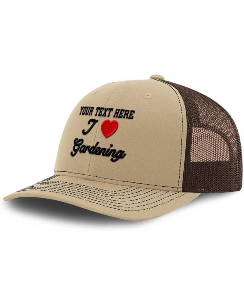 Custom Richardson Trucker Hat I (Love) Gardening Red Heart Hobbies Lovers Khaki Coffee Personalized Text Here $14.79 Baseball...