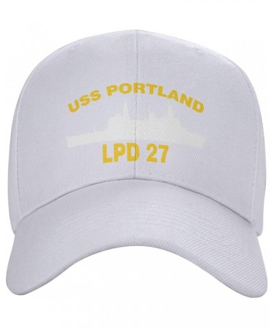 USS Portland LPD 27 Flag Baseball Caps-Denim Hats Cowboy Knit hat Fisherman's hat White $15.22 Baseball Caps