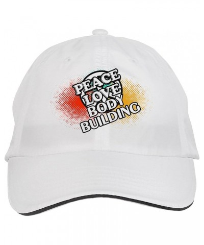 Peace Love Body Building Hat Adjustable Cap, DesA75 White $14.59 Baseball Caps