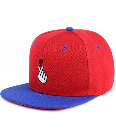 Korean Heart Finger Hip-Hop Snapback Hat Embroidered Baseball Cap Korea Sign 58. Red/Blue $12.49 Baseball Caps