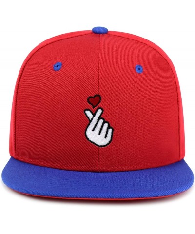 Korean Heart Finger Hip-Hop Snapback Hat Embroidered Baseball Cap Korea Sign 58. Red/Blue $12.49 Baseball Caps