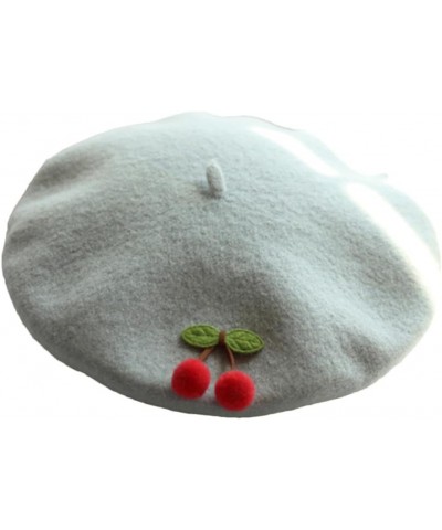 Autumn Winter Wool Berets Women French Children Cherry Beret Girls Cute Japanese Handmade Painter Hat Light Gray9 $26.06 Berets