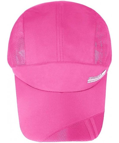 Outdoor Sun Mesh Hat Hat Quick-Dry Sunscreen Collapsible Baseball Cap Adult Baseball Caps Baseball Dad Cap Hot Pink $7.39 Bas...