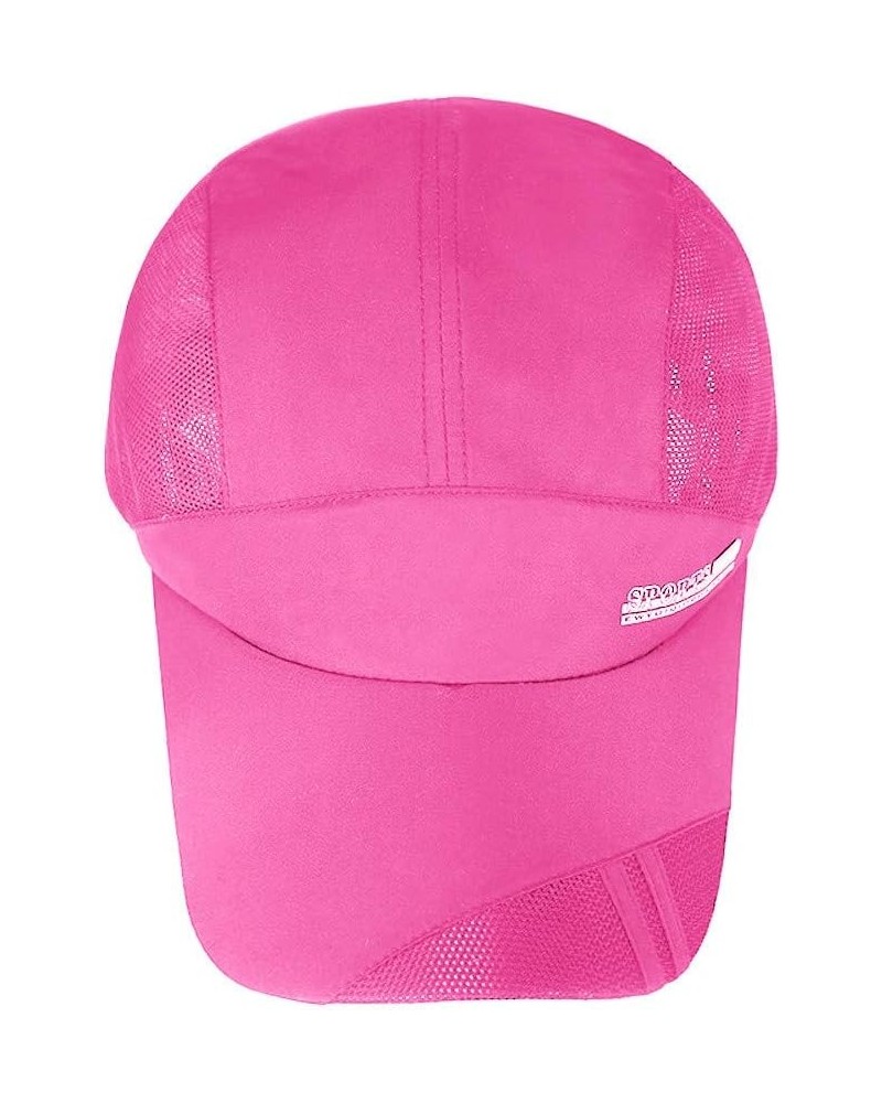 Outdoor Sun Mesh Hat Hat Quick-Dry Sunscreen Collapsible Baseball Cap Adult Baseball Caps Baseball Dad Cap Hot Pink $7.39 Bas...