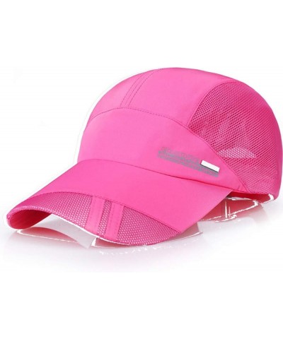 Outdoor Sun Mesh Hat Hat Quick-Dry Sunscreen Collapsible Baseball Cap Adult Baseball Caps Baseball Dad Cap Hot Pink $7.39 Bas...