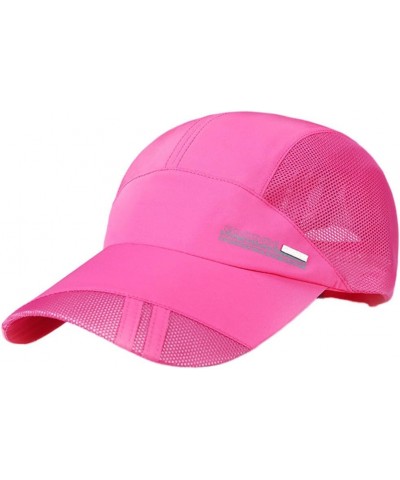 Outdoor Sun Mesh Hat Hat Quick-Dry Sunscreen Collapsible Baseball Cap Adult Baseball Caps Baseball Dad Cap Hot Pink $7.39 Bas...