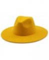 Winter Wool Solid Classic Fedoras Cap Men Women Panama Jazz Hat Wide Brim Big Fedoras 56-58CM Yellow $26.58 Fedoras