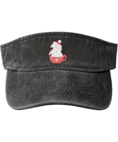 Cute Rabbit Sitting in A Cup Sun Visor Hats for Women Men Adjustable Sports Sun Hats Golf Cap Black $13.55 Visors