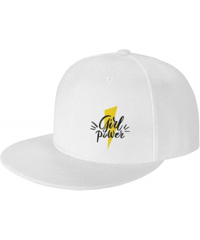 Girl Power Snapback Hat Baseball Cap for Men Women Hip Hop Style Flat-Brimmed Hats White $12.23 Baseball Caps