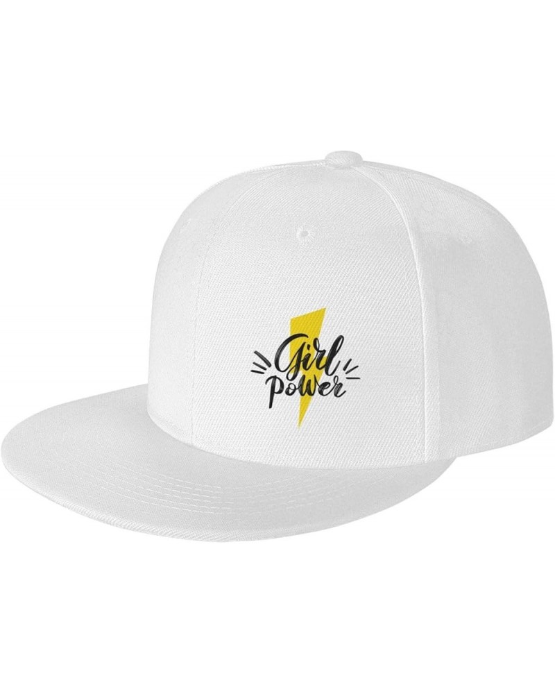 Girl Power Snapback Hat Baseball Cap for Men Women Hip Hop Style Flat-Brimmed Hats White $12.23 Baseball Caps