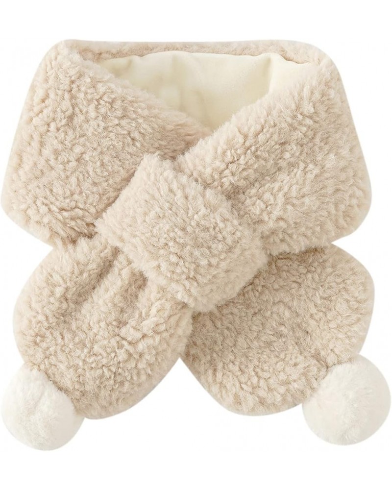 Mens Scarf Cotton Children Plush Scarf Scarf Warm Wool Imitation Scarf Artificial Wool Scarf Beige $8.36 Scarves