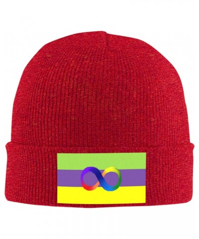 Autistic Fruiti Pride Flag Beanie Hat Skull Knit Warm Cap Women Men Soft Stretch for Winter3 Red $16.18 Skullies & Beanies