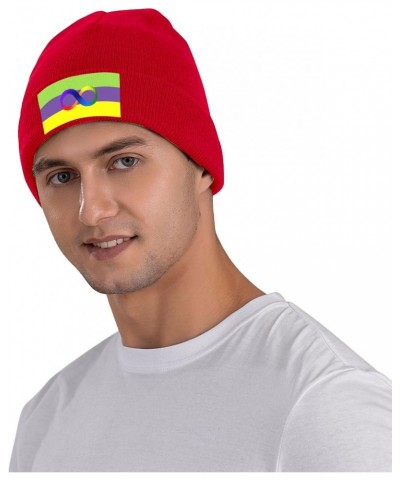 Autistic Fruiti Pride Flag Beanie Hat Skull Knit Warm Cap Women Men Soft Stretch for Winter3 Red $16.18 Skullies & Beanies