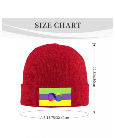 Autistic Fruiti Pride Flag Beanie Hat Skull Knit Warm Cap Women Men Soft Stretch for Winter3 Red $16.18 Skullies & Beanies