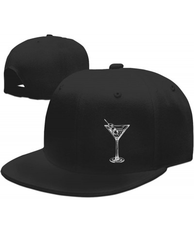 Martini Glass Hats for Men Women Adjustable Flat Brim Bill Baseball Cap Fashionable Hip Hop Trucker Hat Black Black $11.08 Ba...