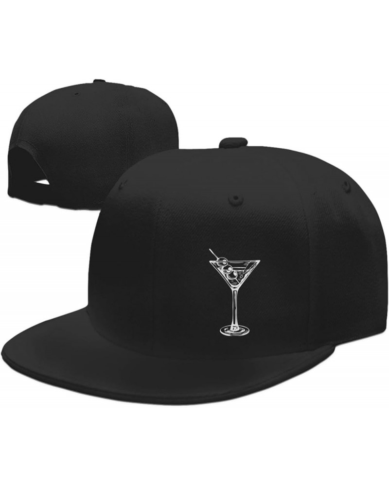 Martini Glass Hats for Men Women Adjustable Flat Brim Bill Baseball Cap Fashionable Hip Hop Trucker Hat Black Black $11.08 Ba...