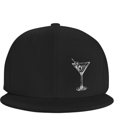 Martini Glass Hats for Men Women Adjustable Flat Brim Bill Baseball Cap Fashionable Hip Hop Trucker Hat Black Black $11.08 Ba...