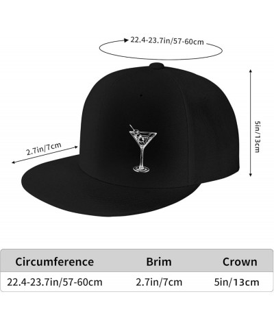 Martini Glass Hats for Men Women Adjustable Flat Brim Bill Baseball Cap Fashionable Hip Hop Trucker Hat Black Black $11.08 Ba...