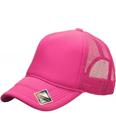 Foam(Sponge) Front Mesh Back 5 Panel Trucker Hat, Adjustable, Light Weight Snapback Cap Solid/Two Tone Pink $10.17 Baseball Caps