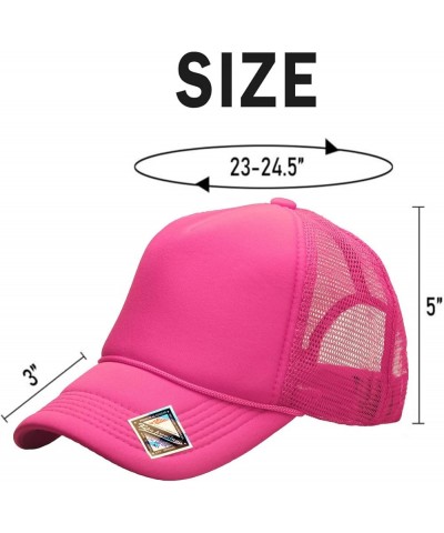 Foam(Sponge) Front Mesh Back 5 Panel Trucker Hat, Adjustable, Light Weight Snapback Cap Solid/Two Tone Pink $10.17 Baseball Caps