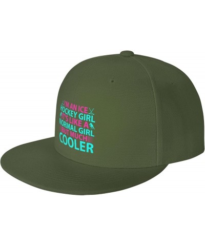 Adjustable I m an Ice Hockey Girl Snapback Hat for Men Women Baseball Cap Dad Hats Moss Green $12.18 Baseball Caps