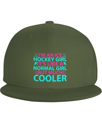 Adjustable I m an Ice Hockey Girl Snapback Hat for Men Women Baseball Cap Dad Hats Moss Green $12.18 Baseball Caps