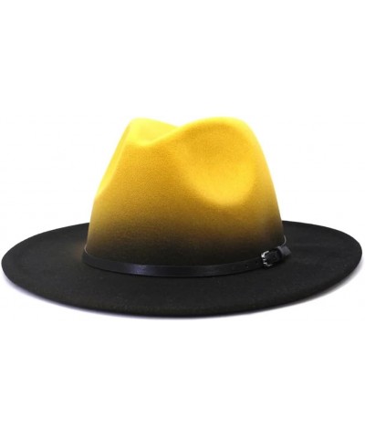 Unisex Four Seasons Casual Wool Felt Fedora Solid Color Flat Brim Classic Jazz Hat Color 5 $18.26 Fedoras