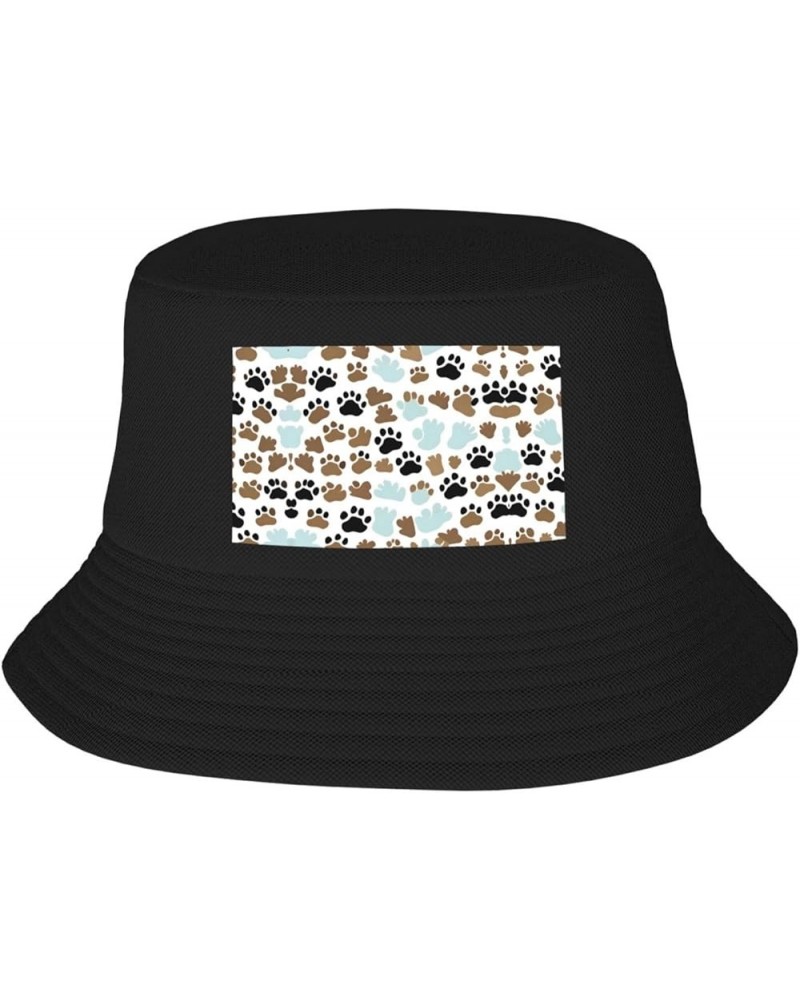 Dog Bones Paw Prints Print Bucket Hat for Women and Men Packable Travel Summer Beach Hat Sun Hats Hiking Hat Dog Bones Paw Pr...