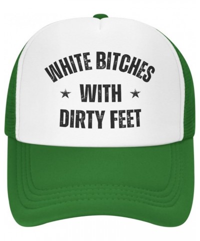 White Bitches with Dirty Feet Mesh Cap Women Sun Hat Men Dad Trucker Hat Baseball Cap Green $10.77 Baseball Caps