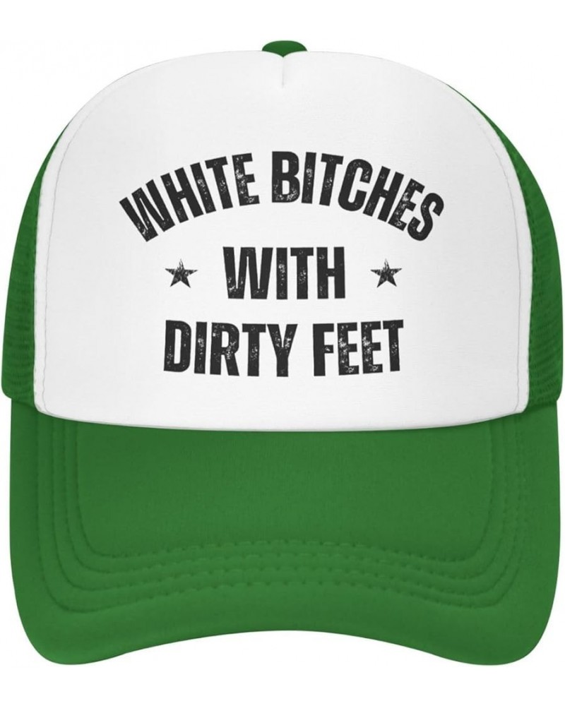 White Bitches with Dirty Feet Mesh Cap Women Sun Hat Men Dad Trucker Hat Baseball Cap Green $10.77 Baseball Caps