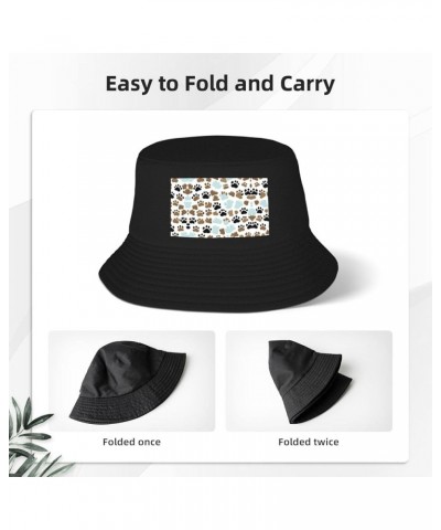 Dog Bones Paw Prints Print Bucket Hat for Women and Men Packable Travel Summer Beach Hat Sun Hats Hiking Hat Dog Bones Paw Pr...