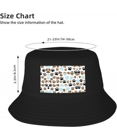 Dog Bones Paw Prints Print Bucket Hat for Women and Men Packable Travel Summer Beach Hat Sun Hats Hiking Hat Dog Bones Paw Pr...