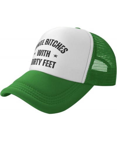 White Bitches with Dirty Feet Mesh Cap Women Sun Hat Men Dad Trucker Hat Baseball Cap Green $10.77 Baseball Caps