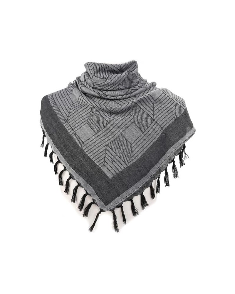 Soldier Scarf Military Desert Windproof Keffiyeh Head Neck Scarf Windproof Arab Wrap with Tassel 43x43 Inches Dark Grey $16.0...