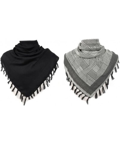 Soldier Scarf Military Desert Windproof Keffiyeh Head Neck Scarf Windproof Arab Wrap with Tassel 43x43 Inches Dark Grey $16.0...