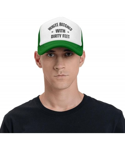 White Bitches with Dirty Feet Mesh Cap Women Sun Hat Men Dad Trucker Hat Baseball Cap Green $10.77 Baseball Caps