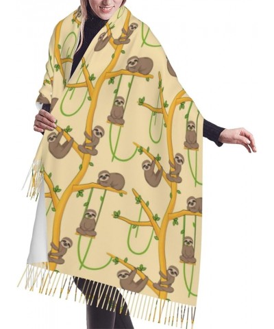 Halloween Print Tassel Scarf -Women'S Thick Large Blanket Shawl Scarf Winter Warm Shawl Scarf, Cute Cartoon Sloths $12.96 Sca...