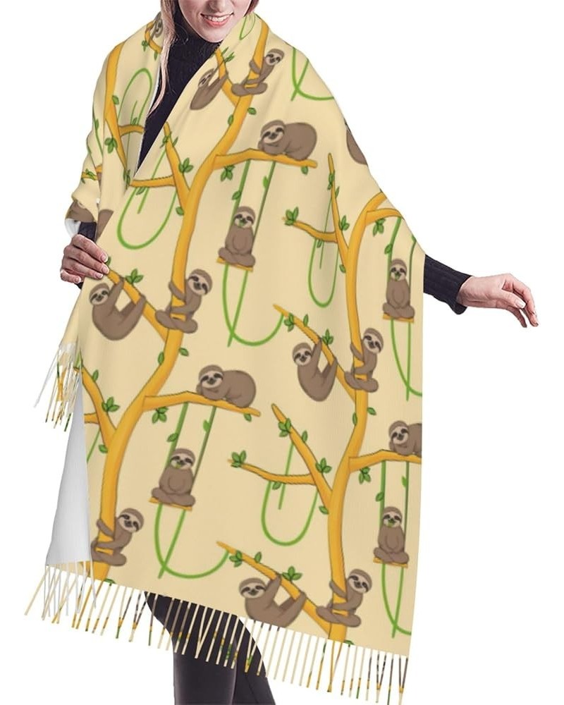 Halloween Print Tassel Scarf -Women'S Thick Large Blanket Shawl Scarf Winter Warm Shawl Scarf, Cute Cartoon Sloths $12.96 Sca...