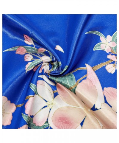 Silk Feeling Scarf Square Chiffon Scarf Solid Color Bandanas Retro Scarfs for Women Neck Scarf Purse Scarf C Blue Peach Bloss...