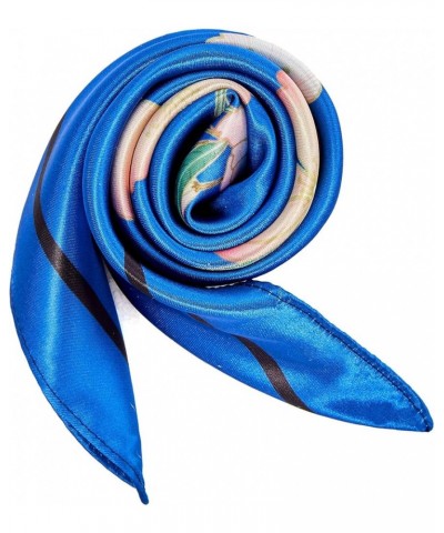 Silk Feeling Scarf Square Chiffon Scarf Solid Color Bandanas Retro Scarfs for Women Neck Scarf Purse Scarf C Blue Peach Bloss...