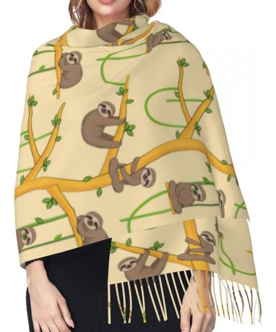 Halloween Print Tassel Scarf -Women'S Thick Large Blanket Shawl Scarf Winter Warm Shawl Scarf, Cute Cartoon Sloths $12.96 Sca...